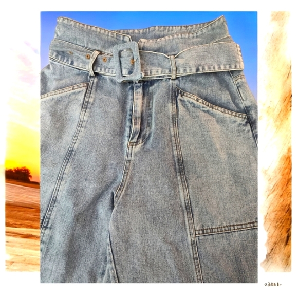 Bittersweet Retro, High-Waisted, Belted Jeans, M - Picture 2 of 4
